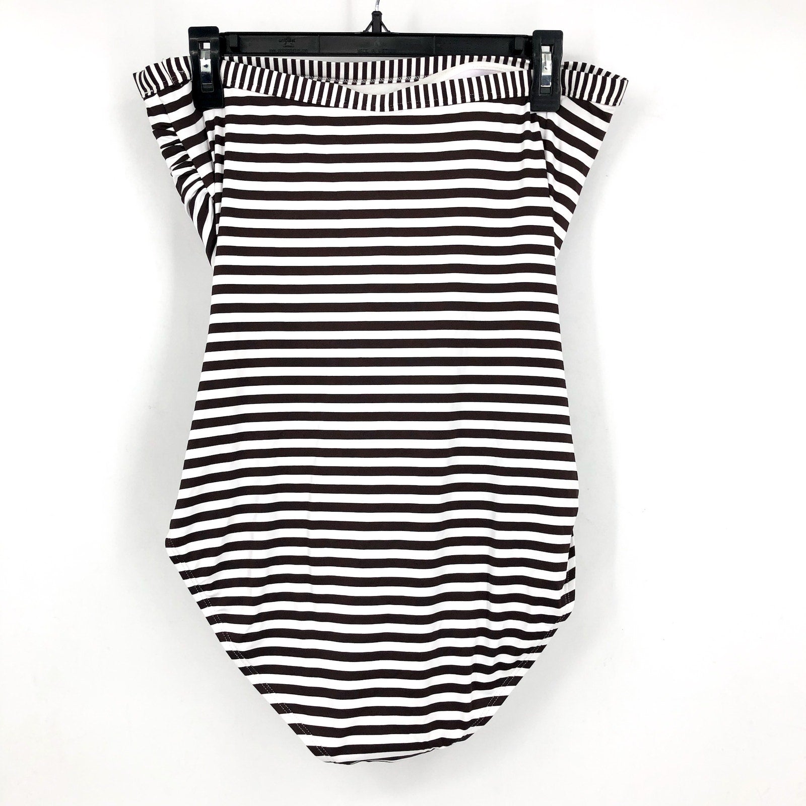 TOMMY BAHAMA Women Breaker Bay One-Piece Swimsuit Size 16 Brown White Stripe NWT