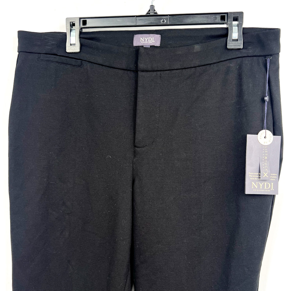 NYDJ Women's Slim Trouser Pants Size 12 Black Ponte Knit High Rise NWT