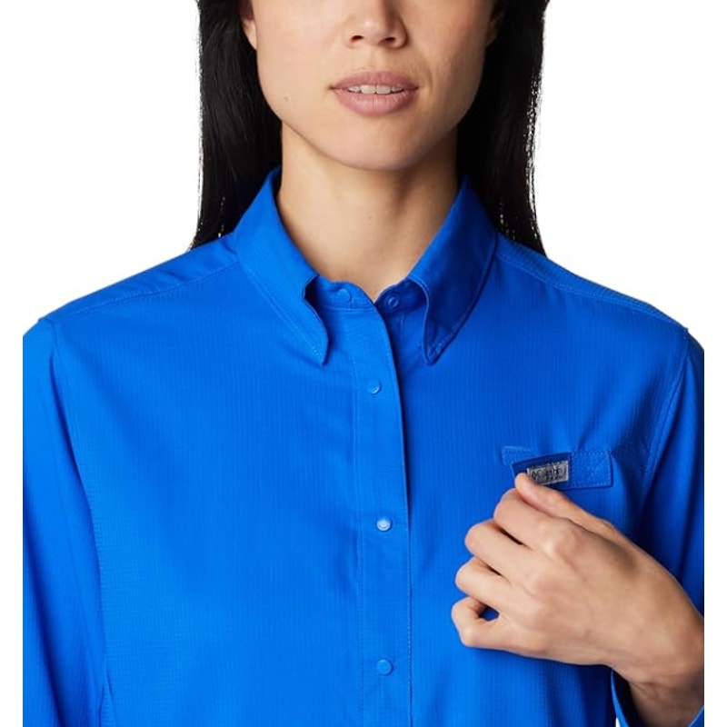 COLUMBIA Women’s PFG Tamiami II Long Sleeve Shirt XL Blue Macaw UPF 40 NWT