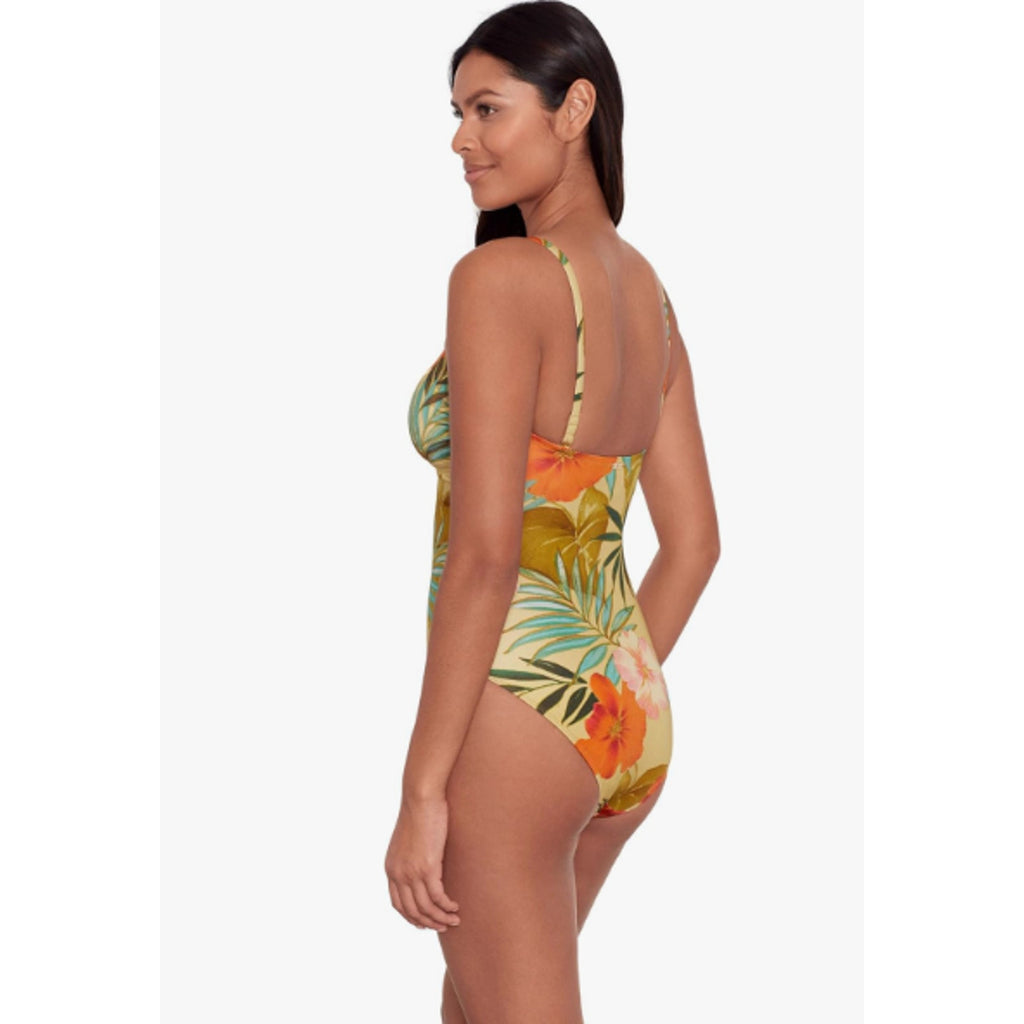 LAUREN RALPH LAUREN Island Tropical One Piece Swimsuit Size 6 Gold V-Wire NWT
