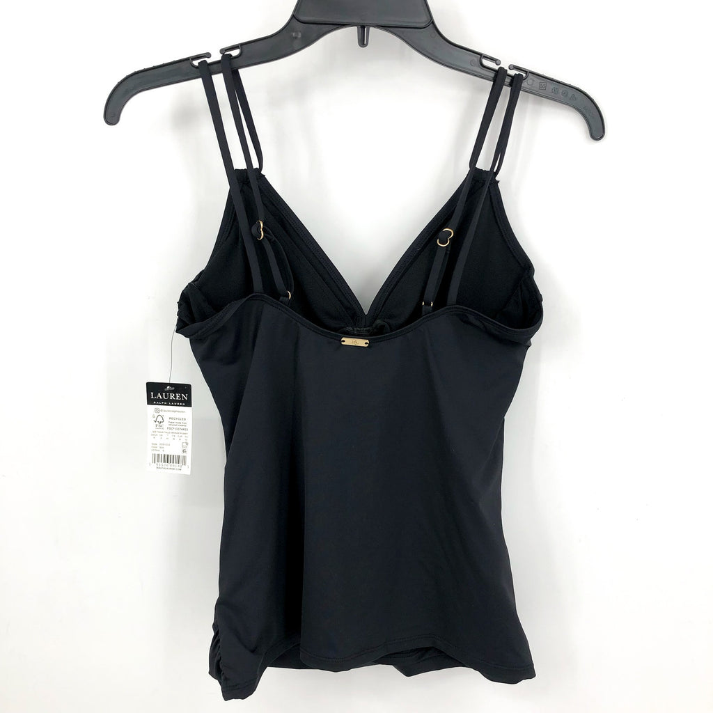 LAUREN RALPH LAUREN Double Strap Twist Tankini Top Size 6 Black Underwire NWT