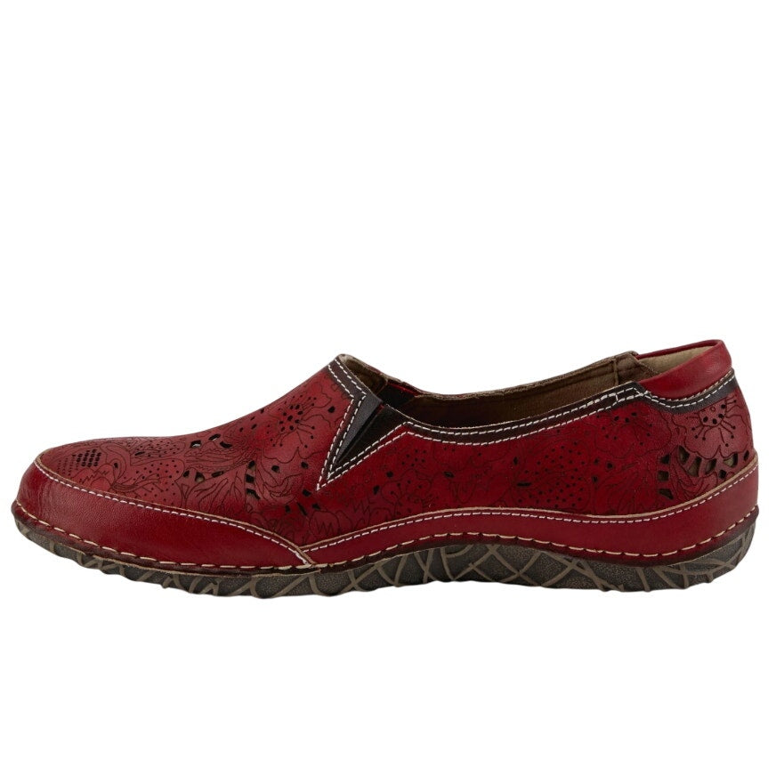 L'Artiste Womens Libora Loafers EU 37 US 7 Red Leather Slip On Perforated NIB