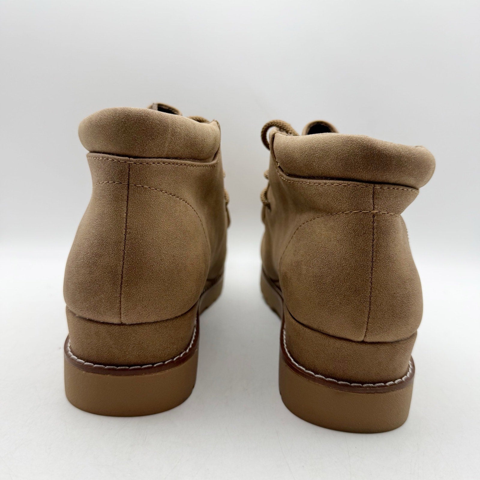 Skechers Womens Chill Wedge Booties US 10 EU 40 Light Brown Vegan Suede NWT