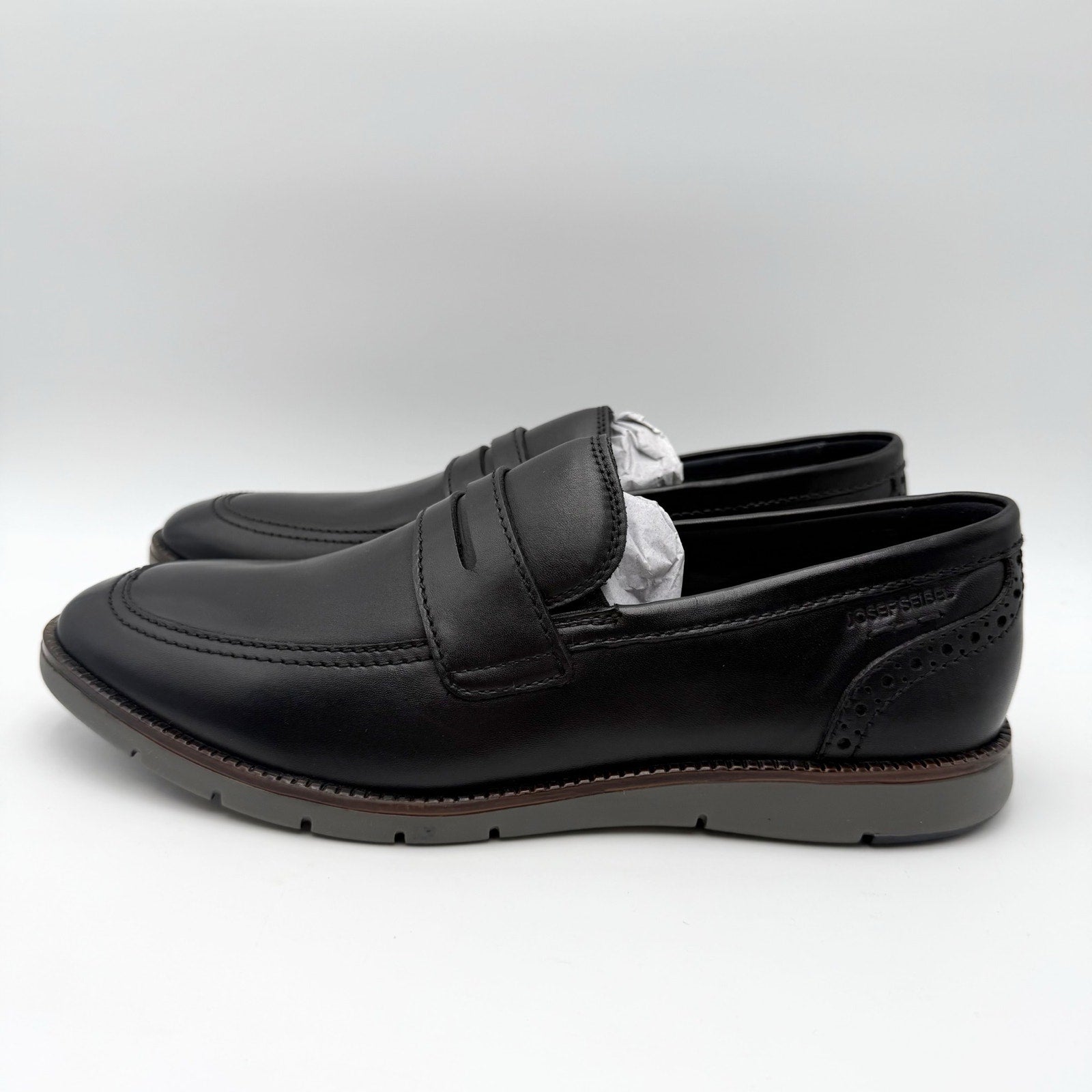 Josef Seibel Mens Tyler 10 Penny Loafers EU 41 US 8 Black Leather NWOB