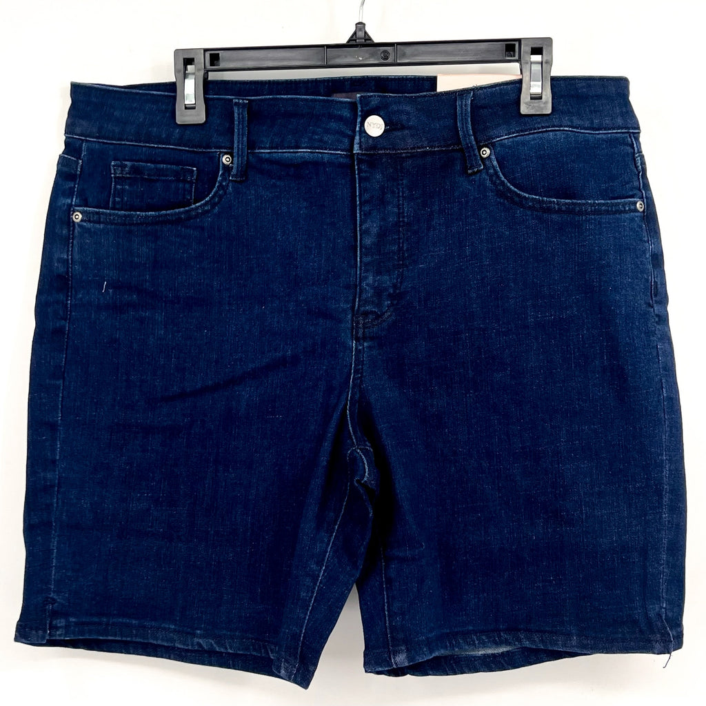NYDJ Womens Ella Denim Shorts Size 12 PETITE Dark Blue Arise 8" Inseam NWT