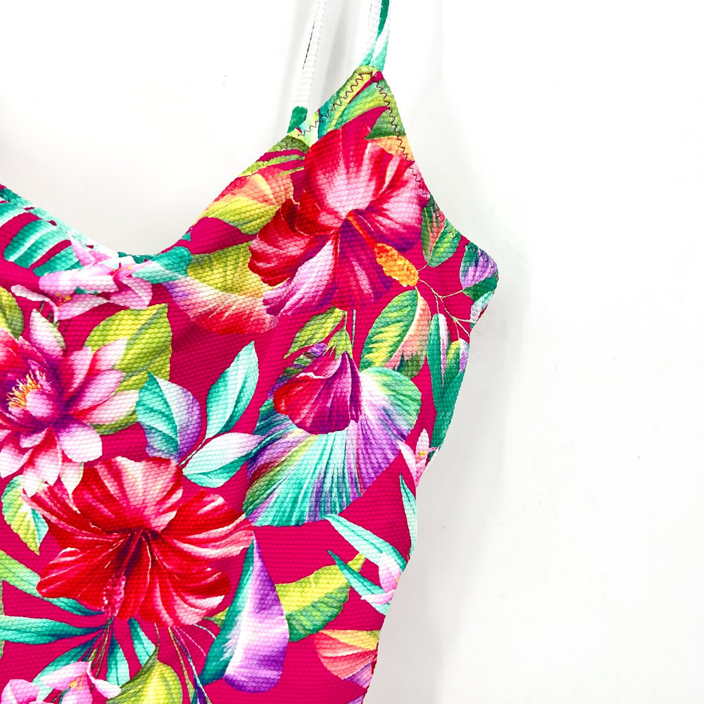 TOMMY BAHAMA Fiesta Reversible Tankini Top Medium White Pink Island Cays NWT