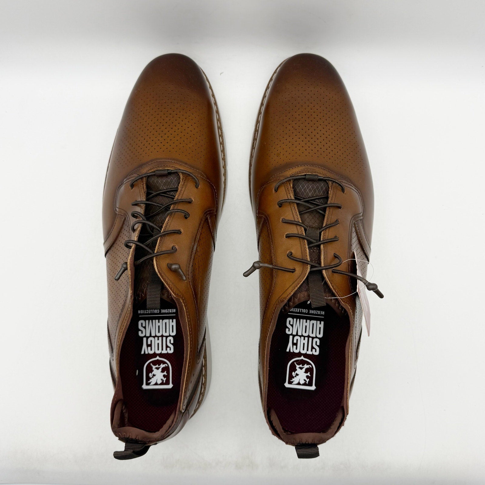 Stacy Adams Mens Sync Slip-On Oxfords US 15 Wide Brown Leather NWOB