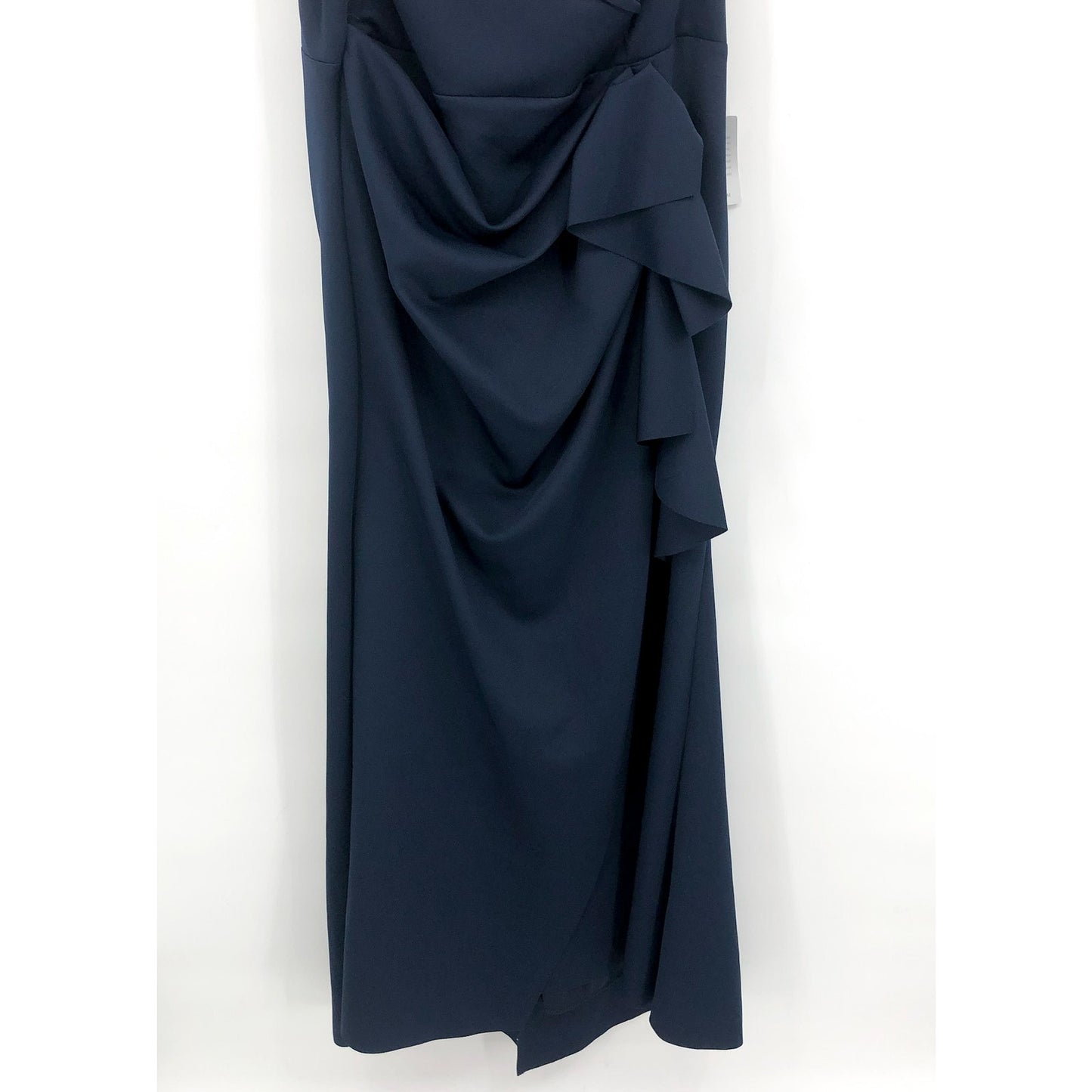 XSCAPE Patti Long Off the Shoulder Scuba Crepe Dress 22W Blue Midnight NWT