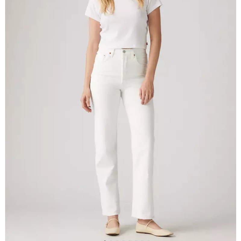 LEVI'S Womens Ribcage Straight Ankle Jeans 31X27 US 12 Cloud White 726930076 NWT