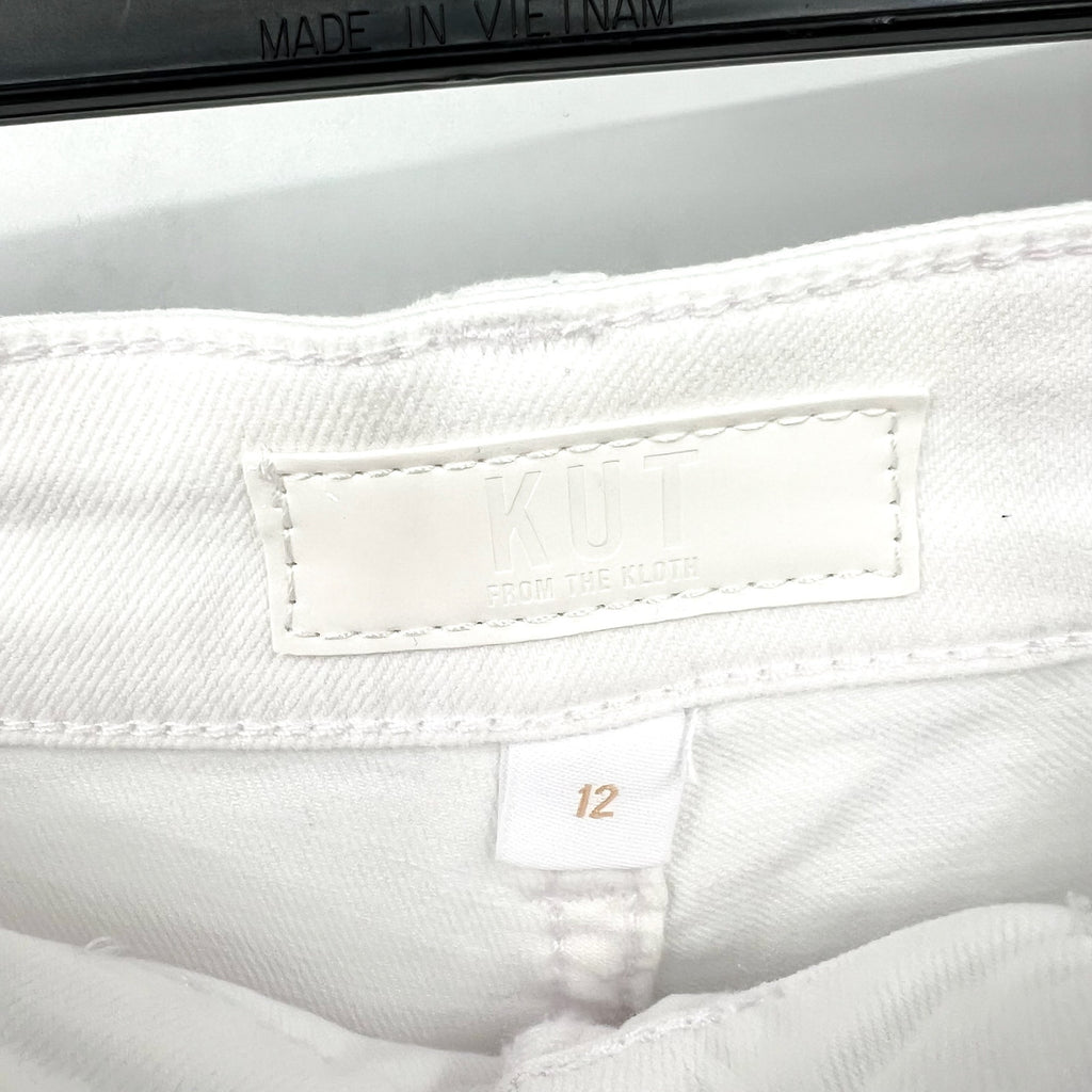 KUT FROM THE KLOTH Jane Cuff Denim Shorts Size 12 Optic White High Waist NWT