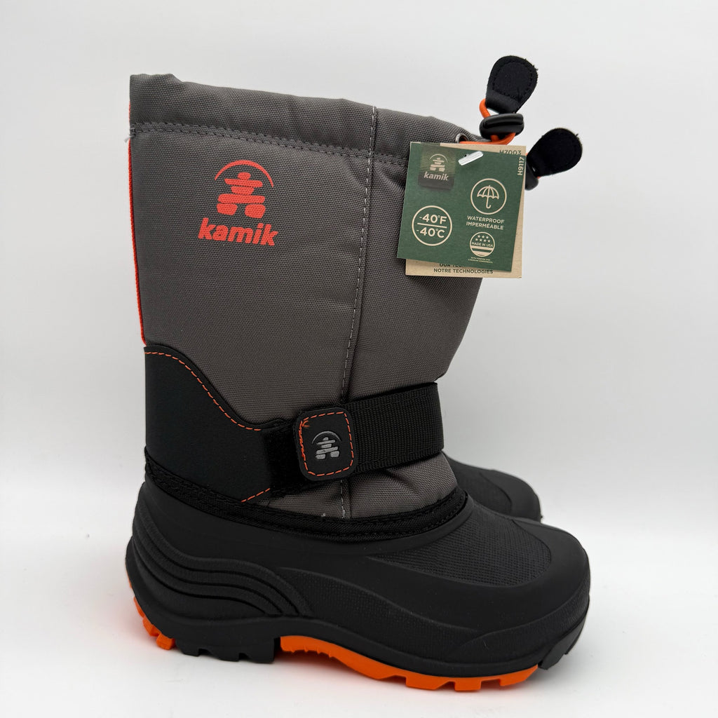 Kamik Kids Rocket Snow Boots US 13 Wide Grey Black Waterproof NIB