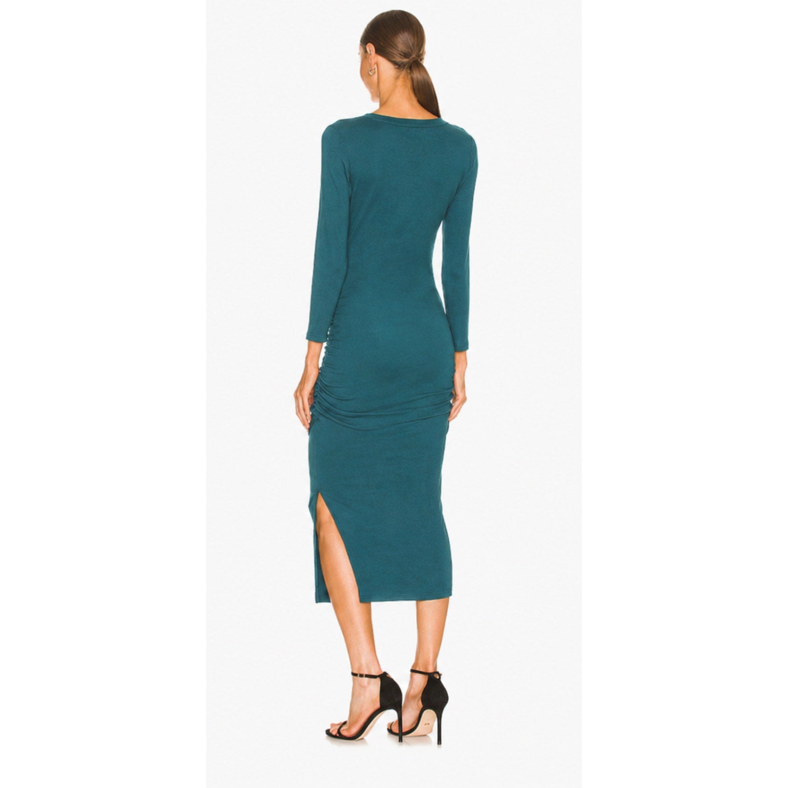 MICHAEL STARS  Women's Christina Ribbed Midi Dress XS Green Crew Neck NWT