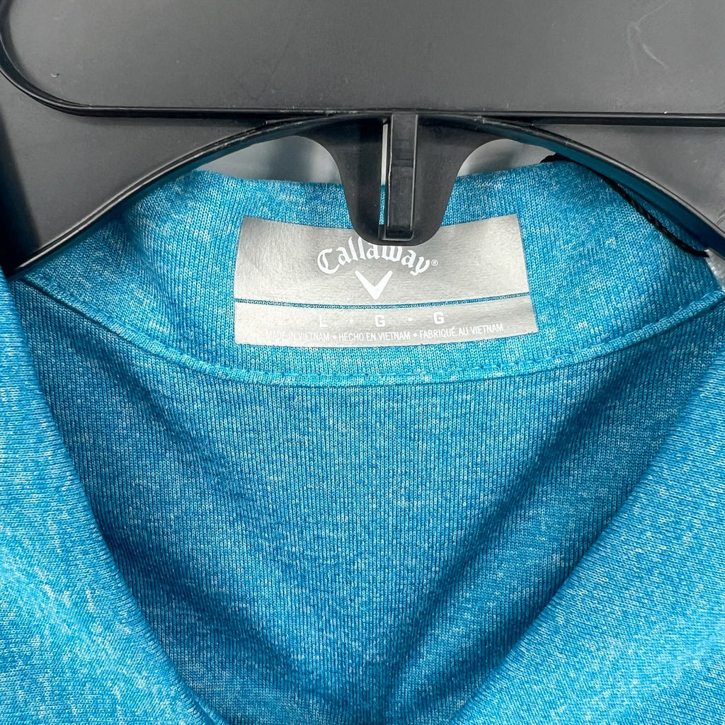 CALLAWAY Womens Golf Polo Shirt Large Blue Heather Quarter Zip Short Sleeve NWT
