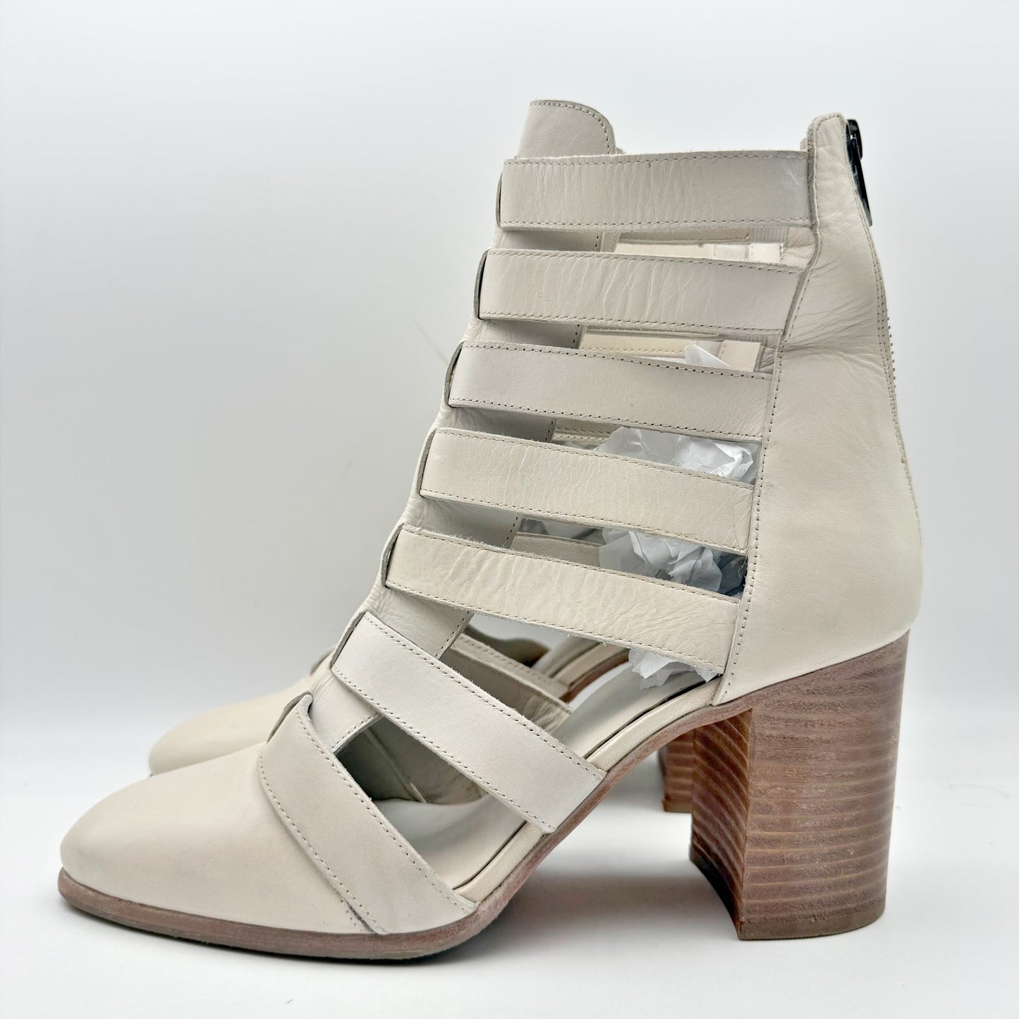 Vintage Foundry Womens Vivi Heel Sandals US 8.5 EU 39 Ivory Leather NWOB