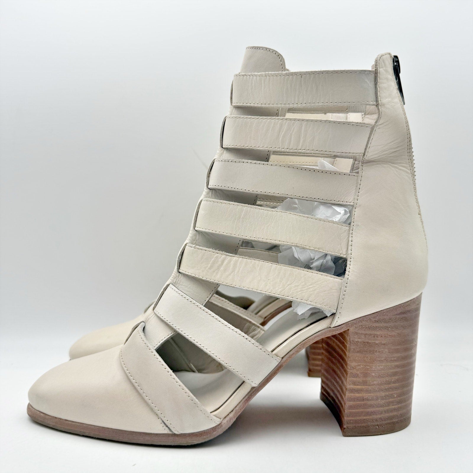 Vintage Foundry Womens Vivi Heel Sandals US 8.5 EU 39 Ivory Leather NWOB