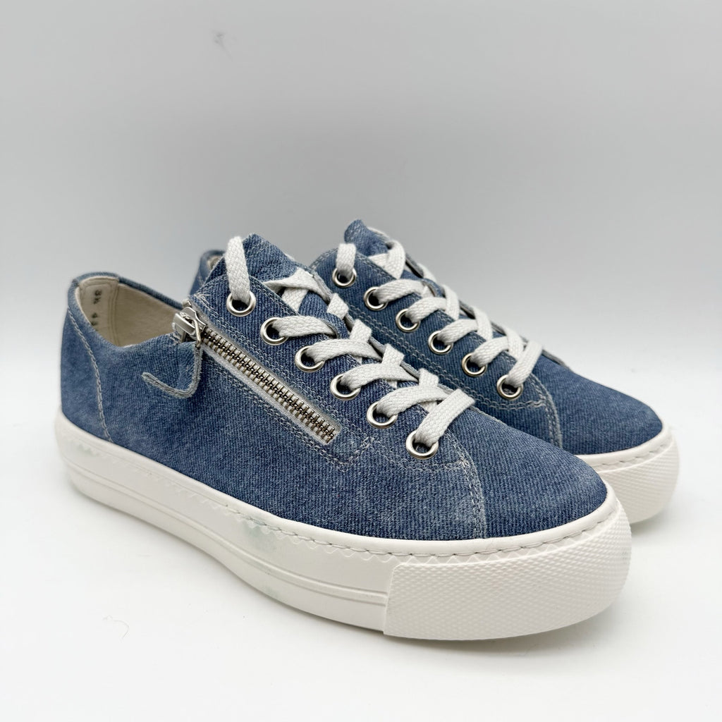 Paul Green Womens Skylar Sneakers UK 3.5 US 6 Blue Denim Canvas NWOB