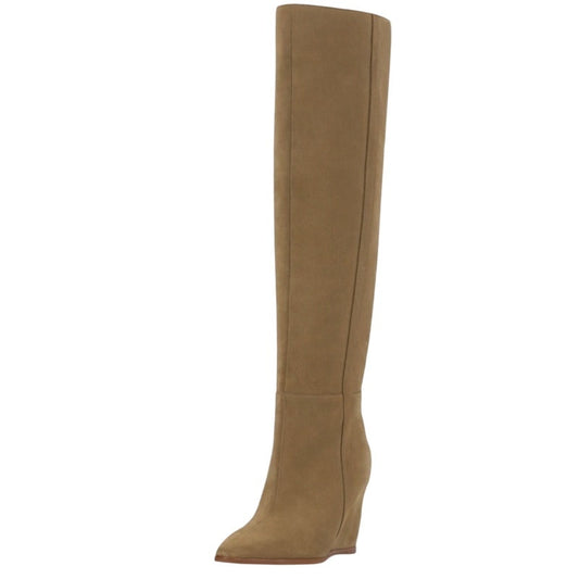 Vince Camuto Womens Tiasie Over the Knee Wedge Boots US 11 M Tan Suede NWOB