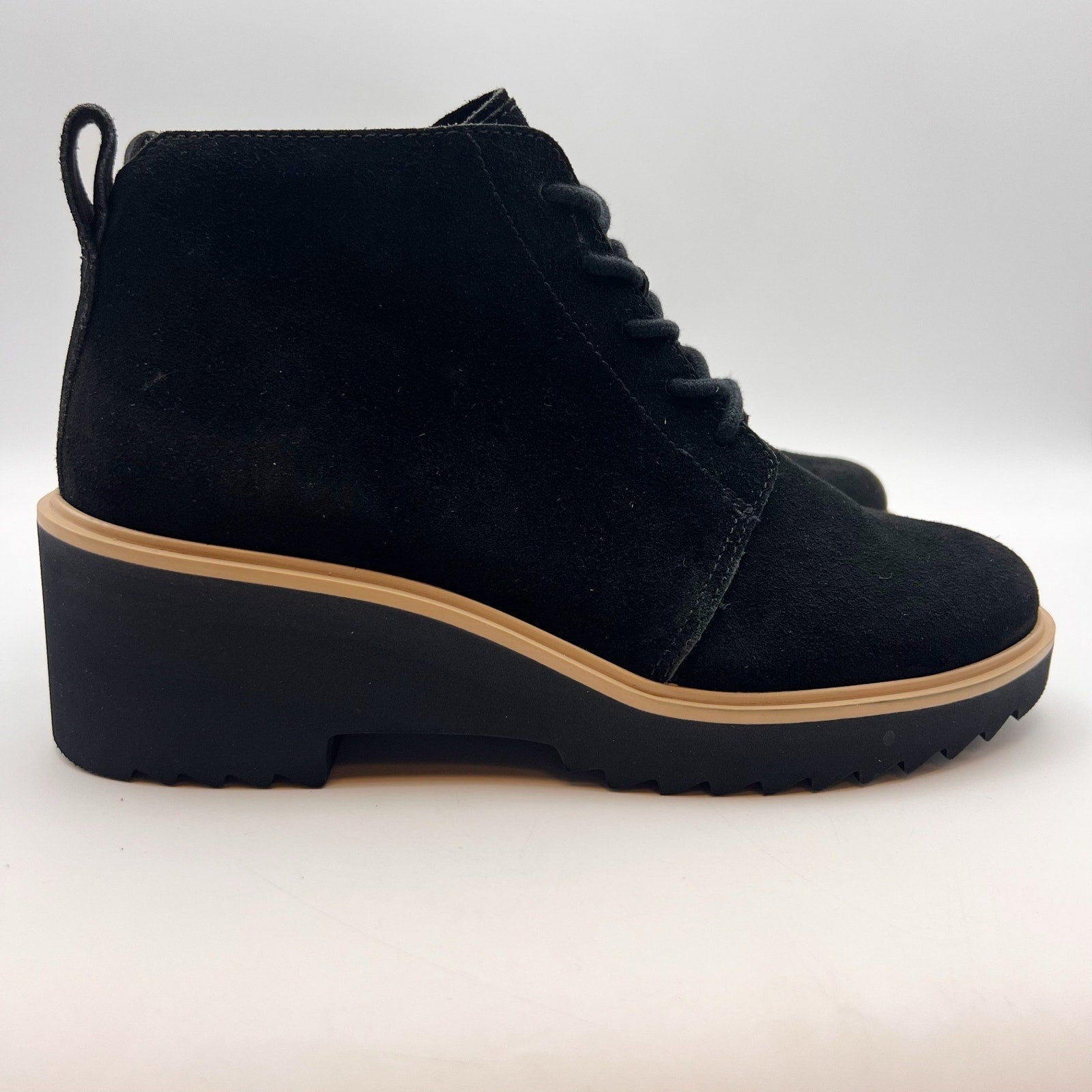 TOMS Womens Maude Lace-Up Ankle Boots SIZE 8.5 EU 39 Black Suede NWOB