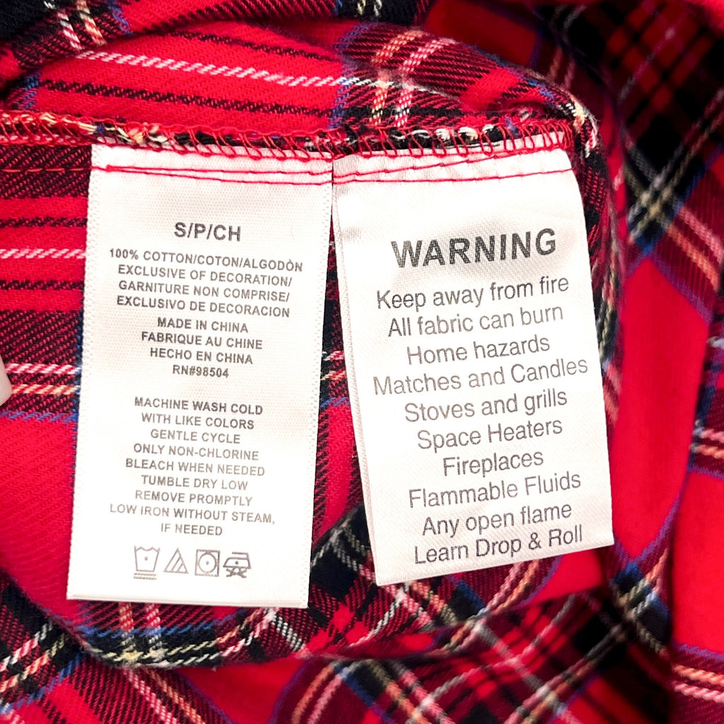 LANZ OF SALZBURG Women's Flannel Ski Pajama Set Small Red Tartan Plaid NWT