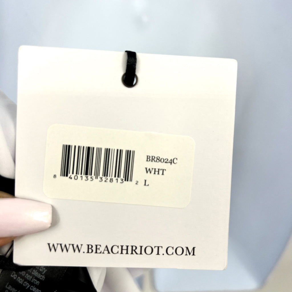 BEACH RIOT Women's Highway Bikini Bottom Large White Ribbed Knit  NWT