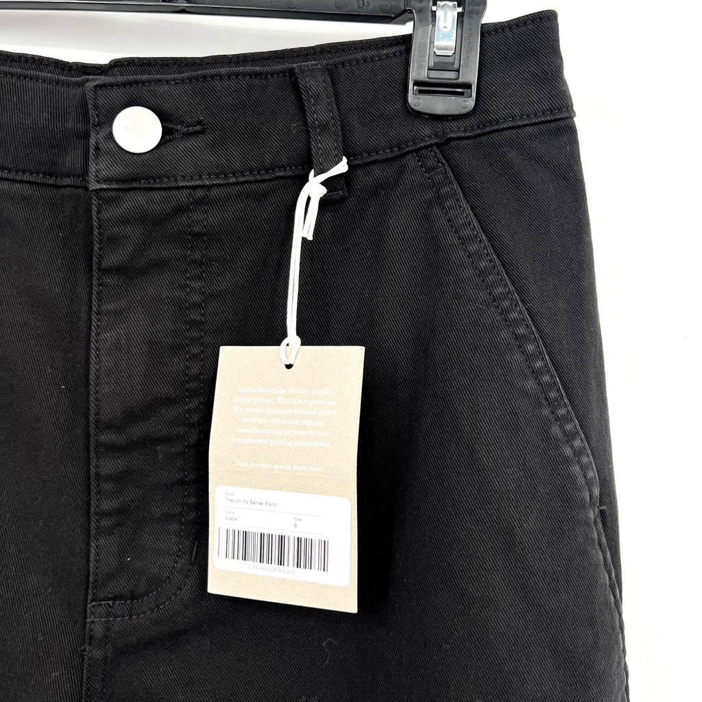 EVERLANE Women's The Utility Barrel Pants Size 10 TALL Black Cotton Twill NWT