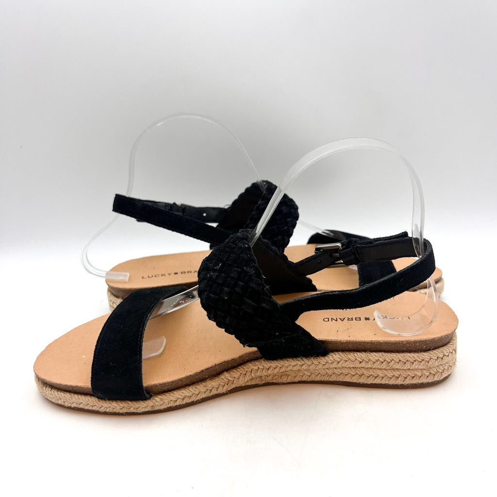 LUCKY BRAND Women's Gloreah Espadrille Sandals Size 8.5 Black Cushioned NWOB