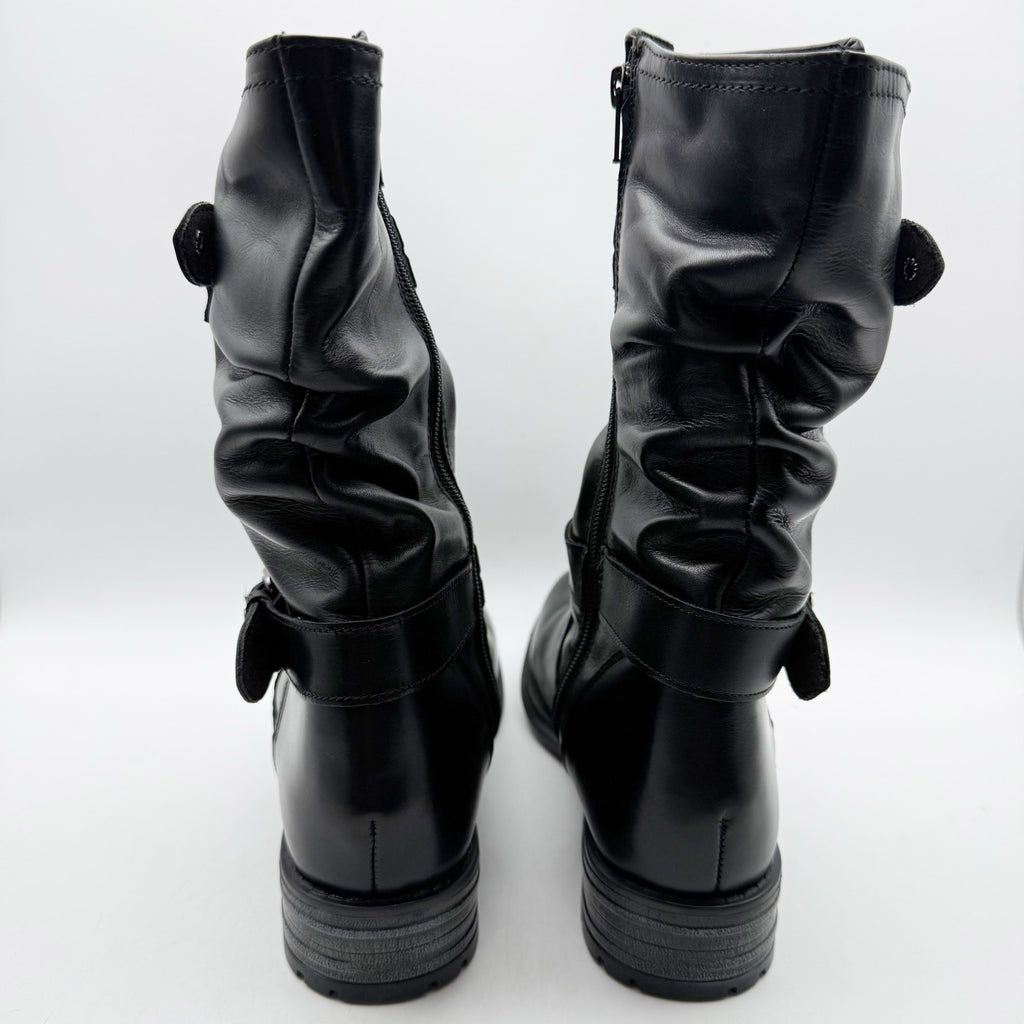 Eric Michael Womens Noelle Motorcycle Boots EU 42 US 11.5-12 Black Leather NWOB