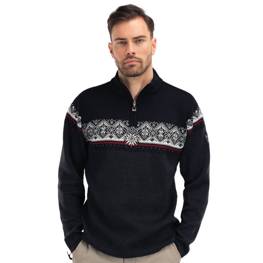 DALE OF NORWAY Moritz Merino Wool Sweater Large Black Raspberry NWT
