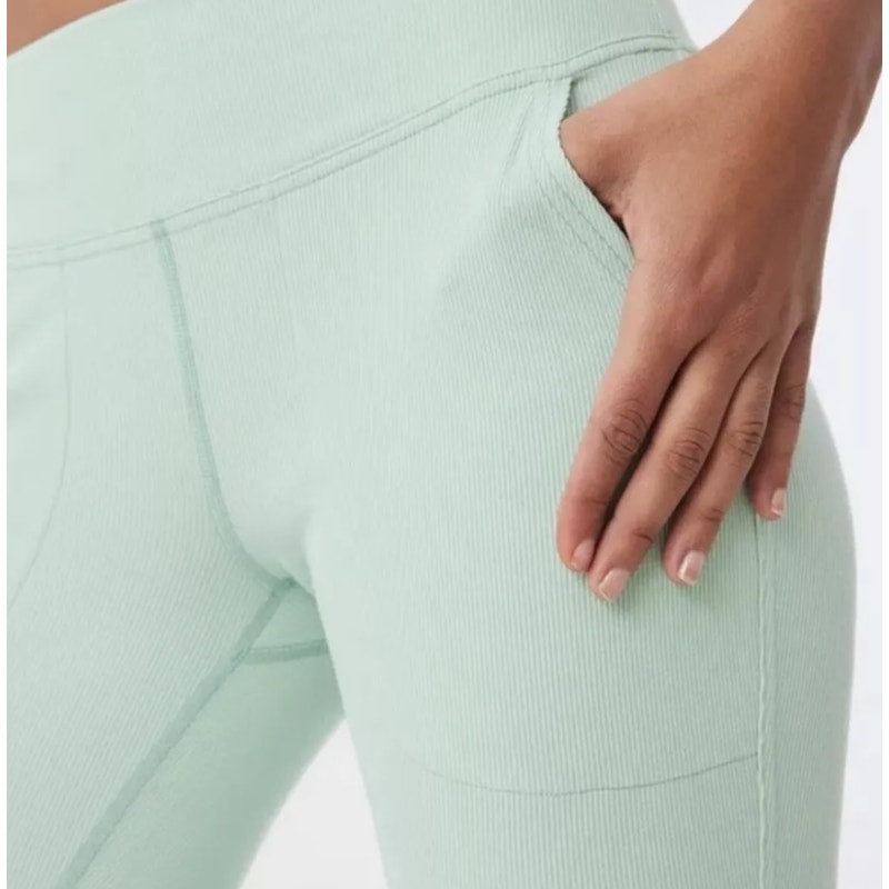 OUTDOOR VOICES Womens SuperForm Rib Flare Athletic Pants Small Green Patina NWT