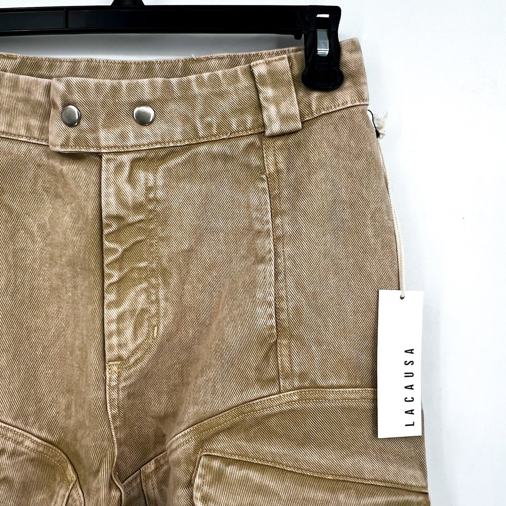 LACAUSA Women's Diego Cargo Trouser Jeans Size 4 Sand Mineral Wash High Rise NWT