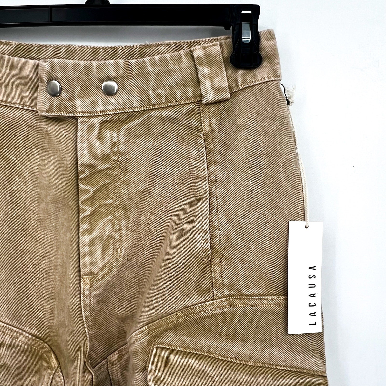 LACAUSA Women's Diego Cargo Trouser Jeans Size 4 Sand Mineral Wash High Rise NWT