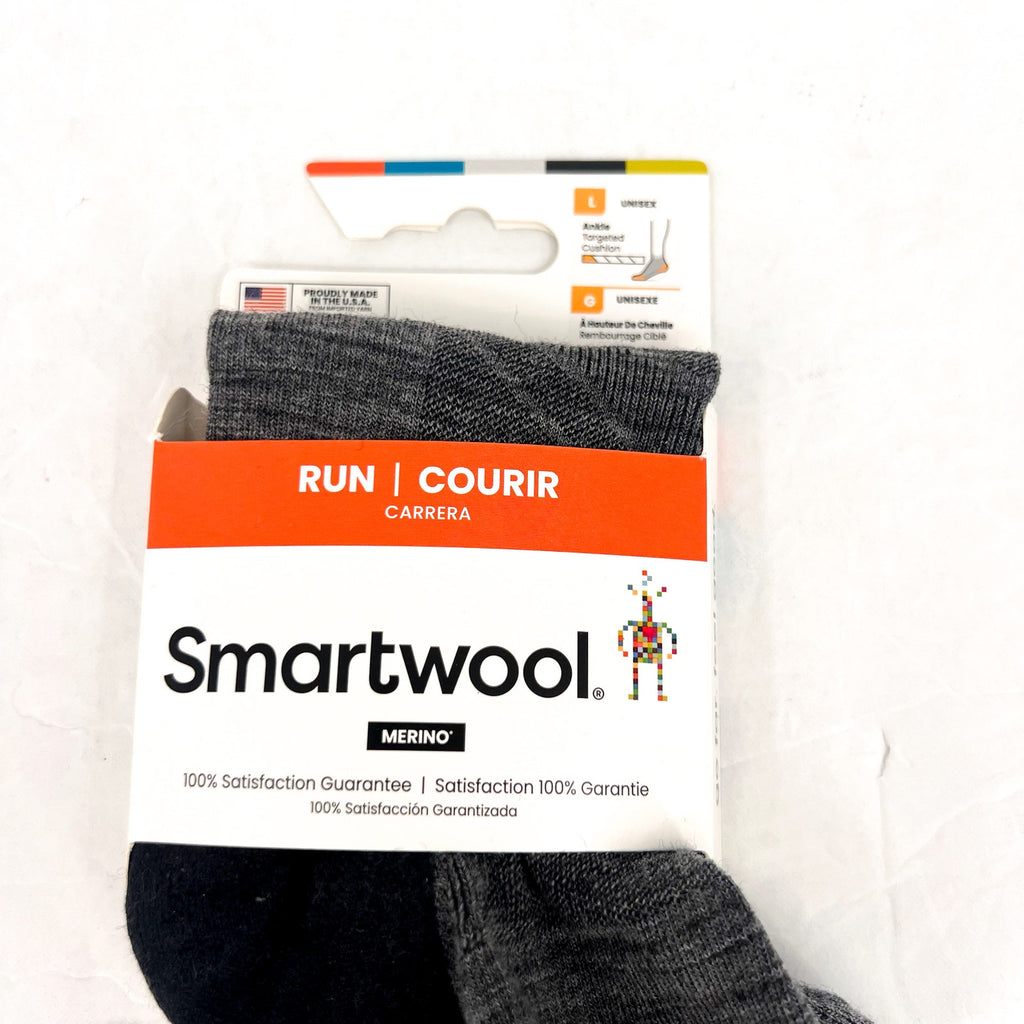 SMARTWOOL Run Targeted Cushion Ankle Socks Unisex Large Grey Merino Wool NWT