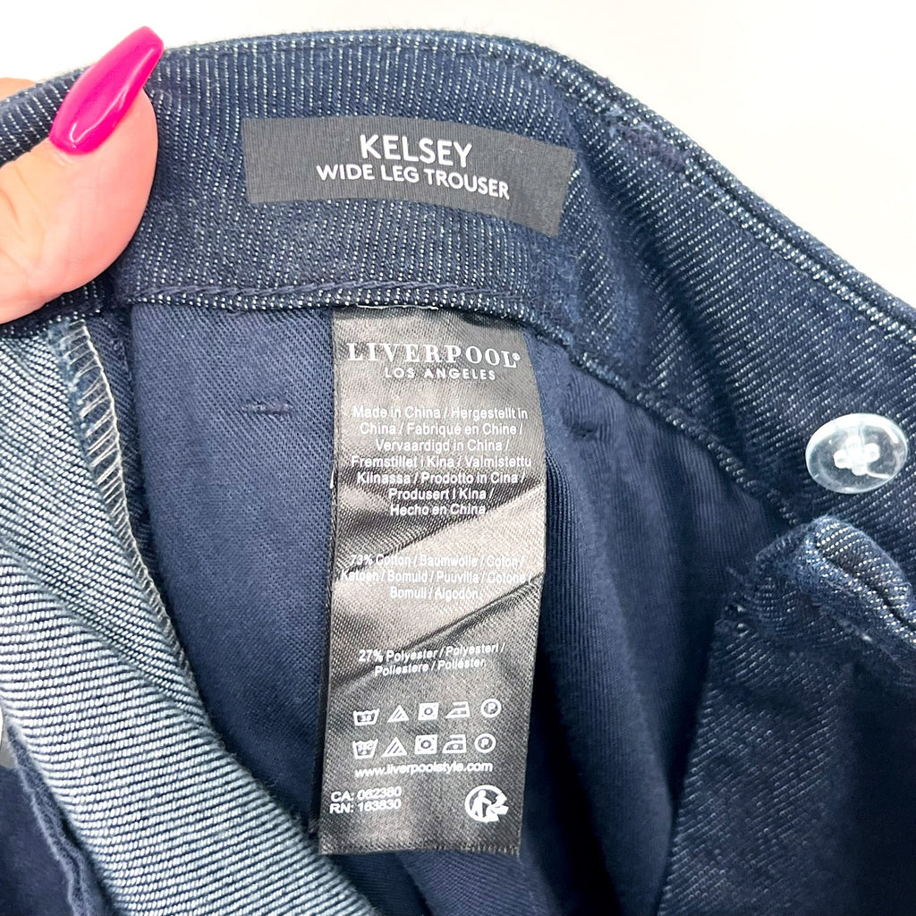 LIVERPOOL Womens Kelsey Wide Leg Denim Trousers US 10 Size 30 Blue Indigo NWT