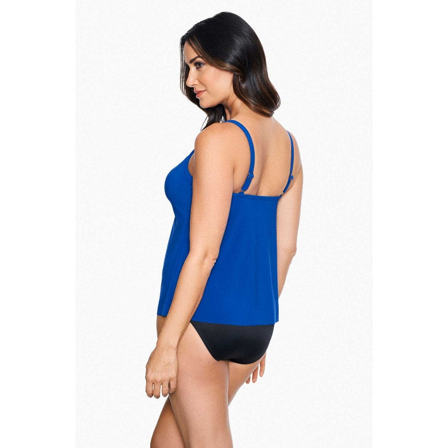 MIRACLESUIT Womens Razzle Dazzle Zing Tankini Top Size 8 Blue Azul Underwire NWT