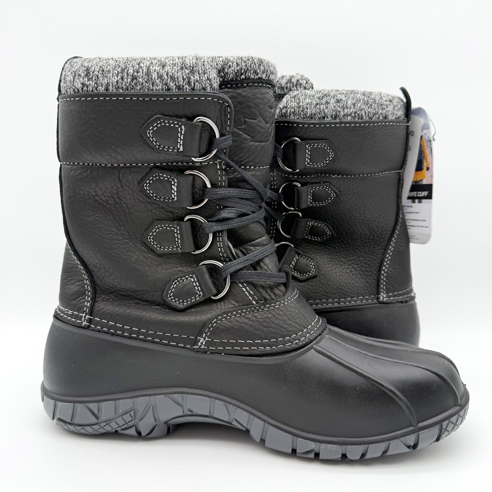 Baffin Women Yellowknife Snow Boots US 11 Black Leather Waterproof Insulated NIB