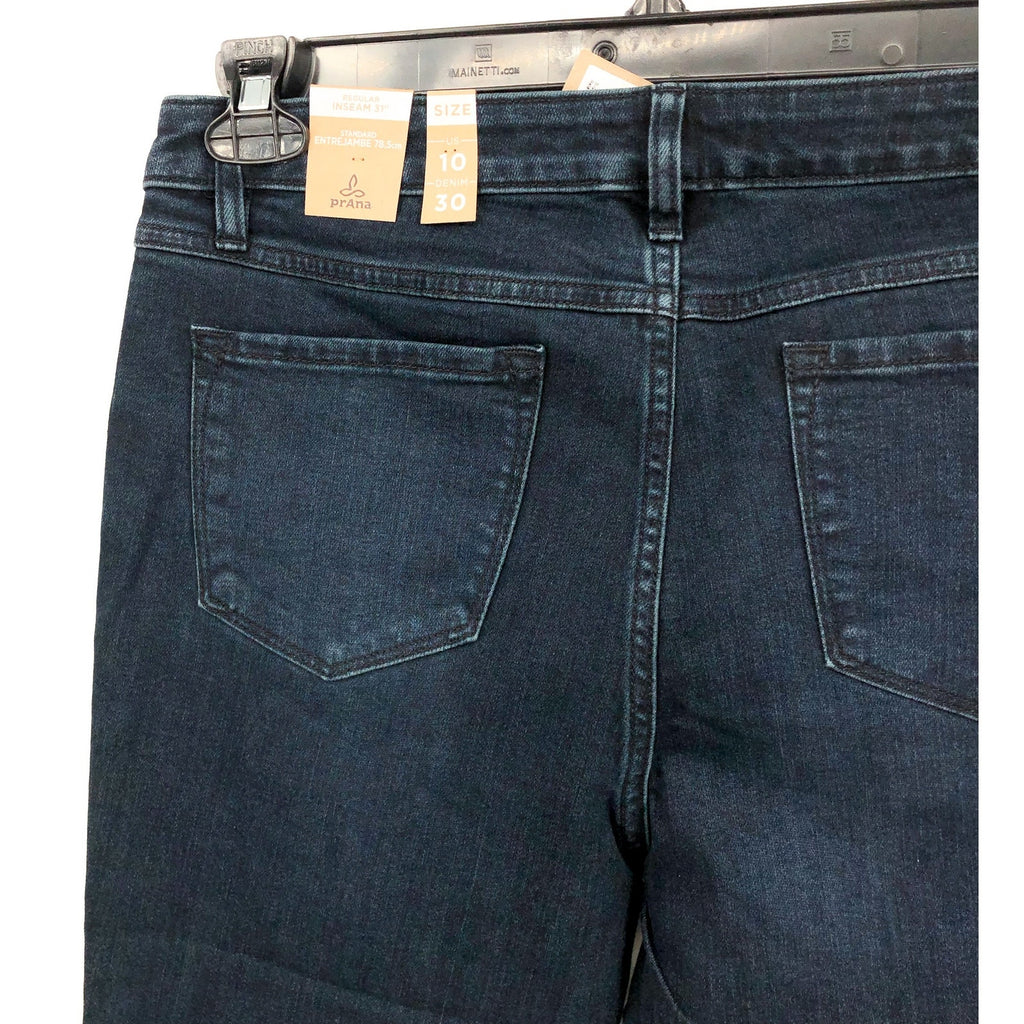 Prana Womens Sienna Skinny Jean 30x30 US 10 Deep Blue Stretch Denim Mid Rise NWT