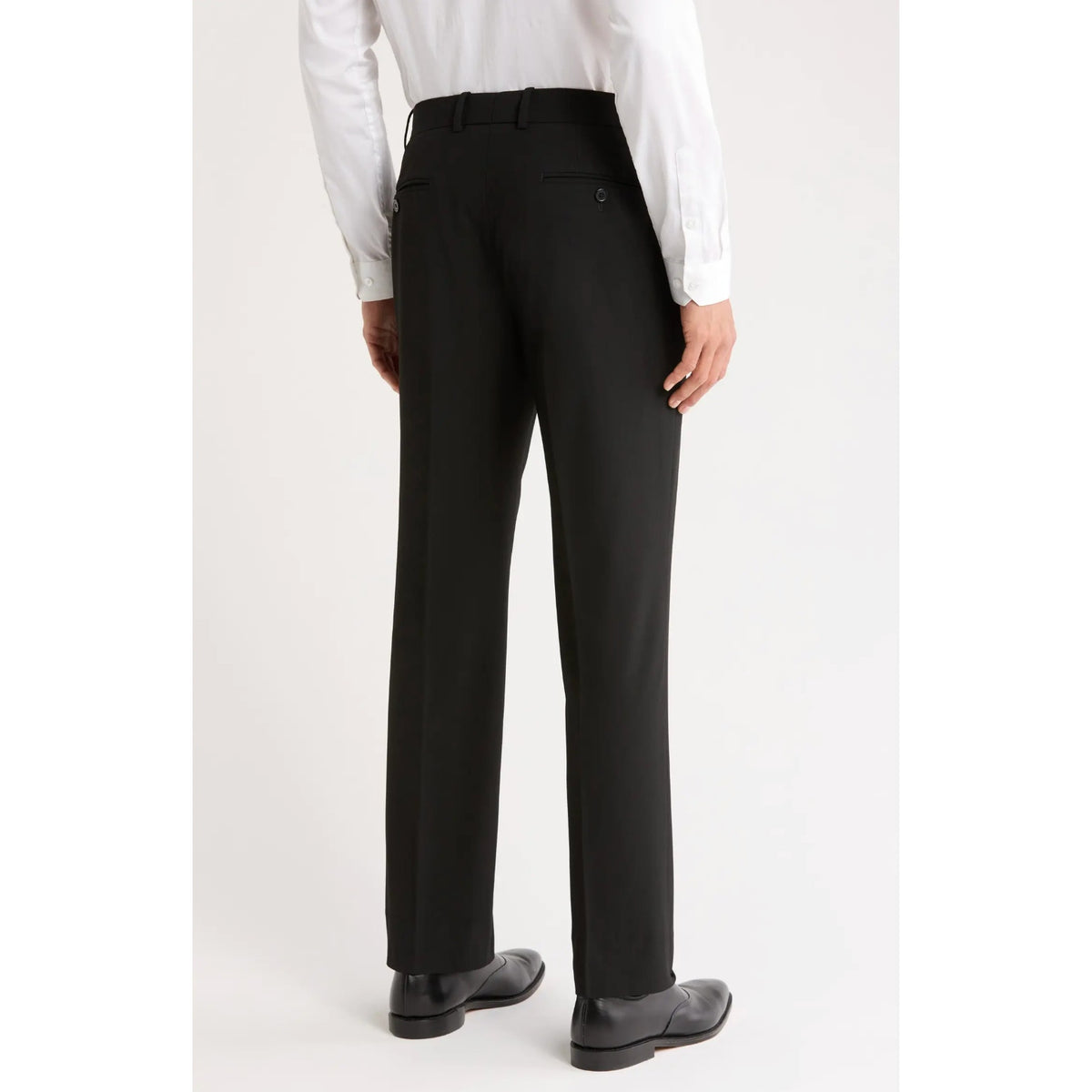 NORDSTROM RACK Men's Straight Leg Dress Pants 36R Black Flat Front Trim Fit NWT