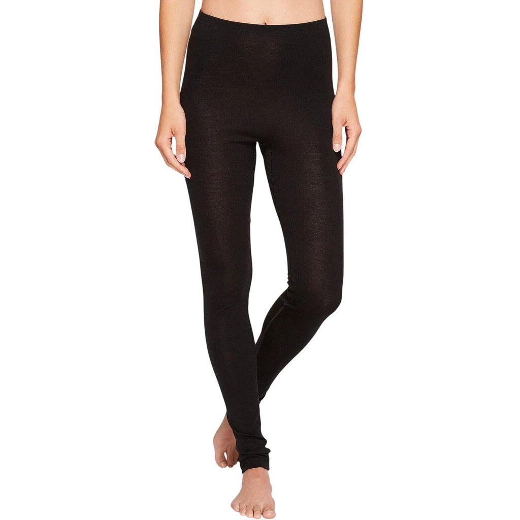 HANRO Women's Woolen Silk Thermal Leggings Large Black Long Underwear 1422 NWT
