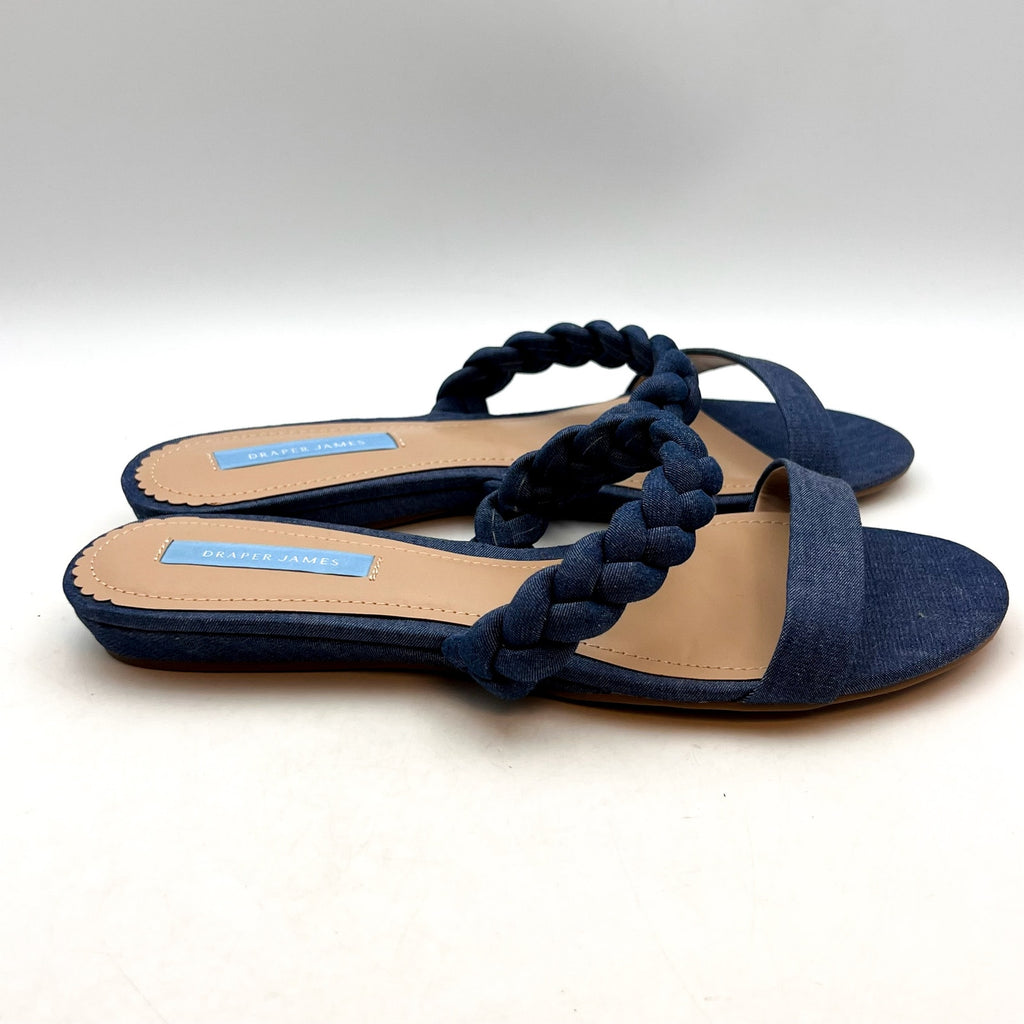 DRAPER JAMES Women's Ellie Slide Sandals Size 8.5 Dark Blue Braded Strap NWOB