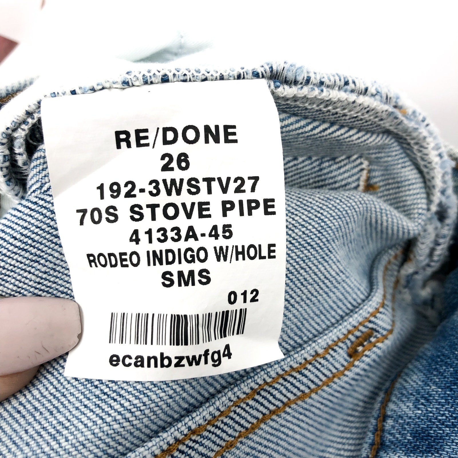 RE/DONE Womens Originals 70s Stovepipe Jeans 26x27 US 4 Rodeo Indigo Blue NWT