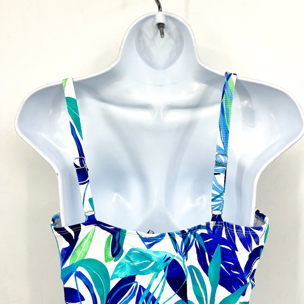 TOMMY BAHAMA Marina Underwire Tankini Top Large Beach Glass Blue Island Cays NWT