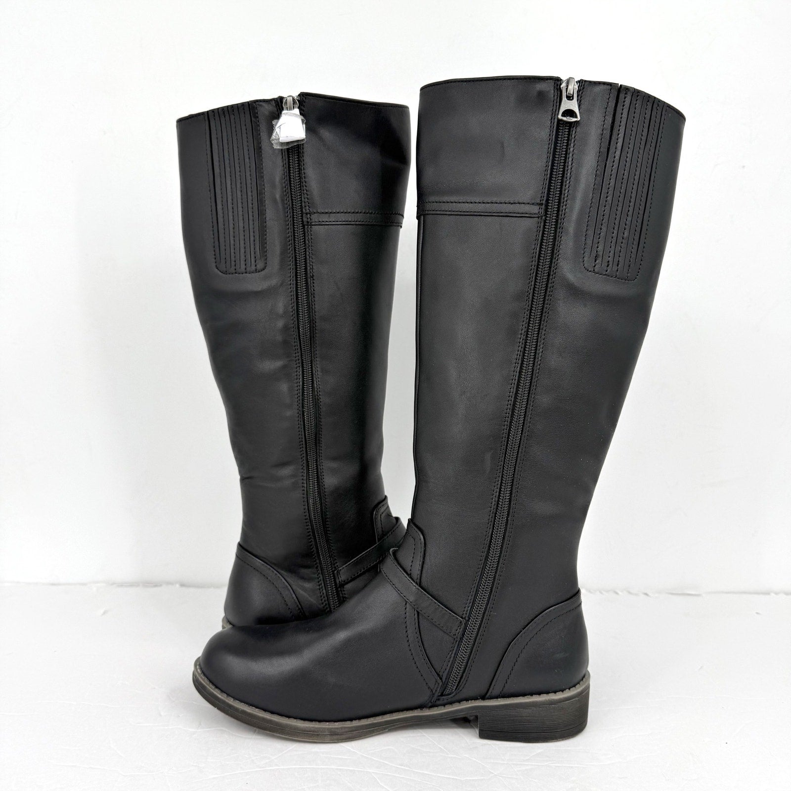 Propet Womens Tasha Knee High Boots US 9 EU 40 Black Leather Flats NWOB