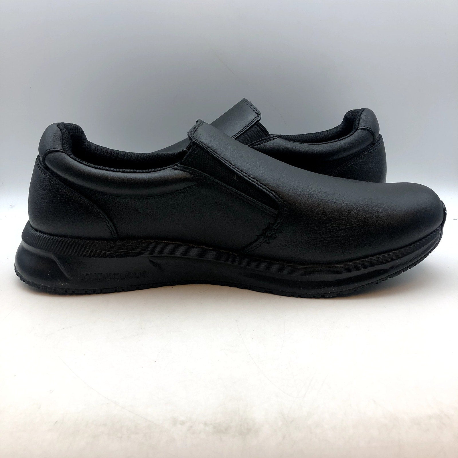Kuru Mens Kivi 2 Slip On Sneakers 12.5 WIDE Jet Black Leather Anti Slip NWOB