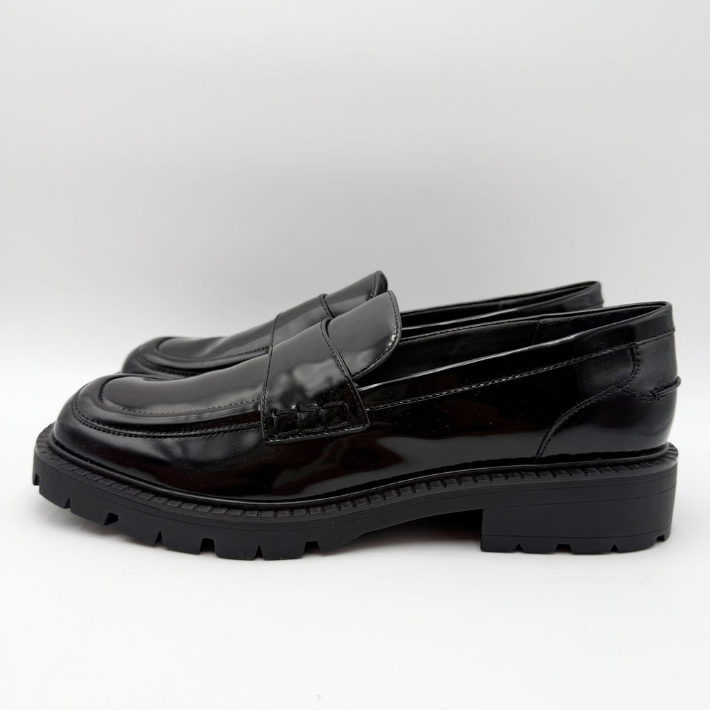 Franco Sarto Womens Darby Loafers Size 10 M EU 41 Black Faux Patent NIB