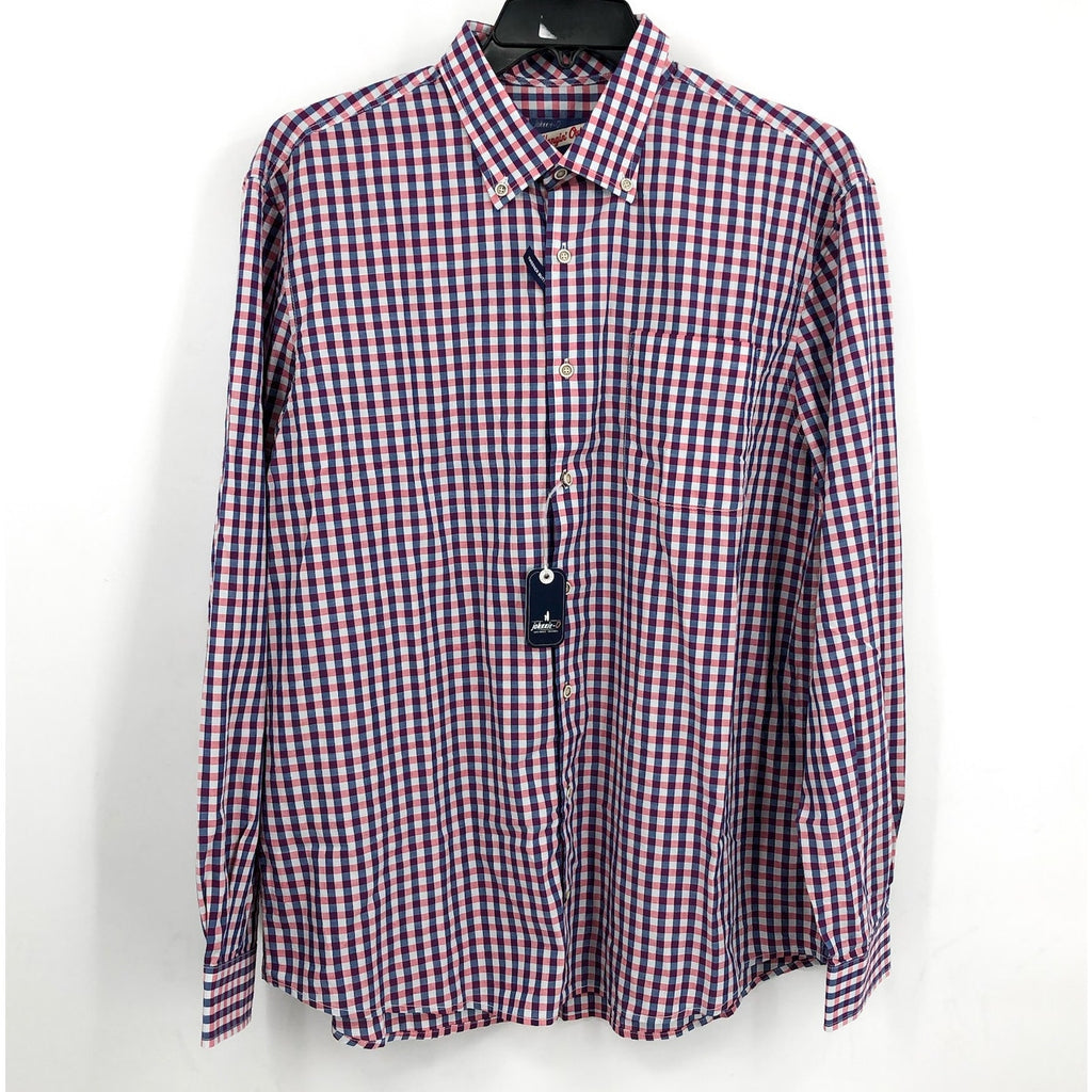 JOHNNIE O Mens Abner Hangin’ Out Button Up Shirt XL Malibu Red Plaid NWT