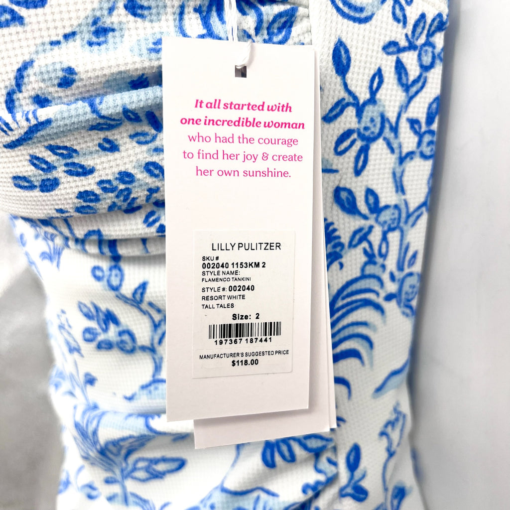 LILLY PULITZER Women's Flamenco Tankini Top Size 2 Resort White Tall Tales NWT