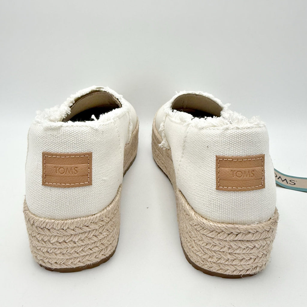 TOMS Womens Valencia Platform Slip On Shoes Size 7.5 White Canvas Casual NWOB