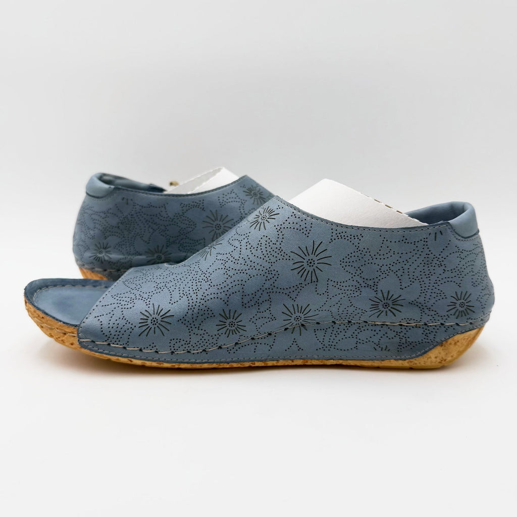Spring Step Womens Lorelle Sandals EU 39 US 8.5-9 Blue Floral Leather Flats NIB