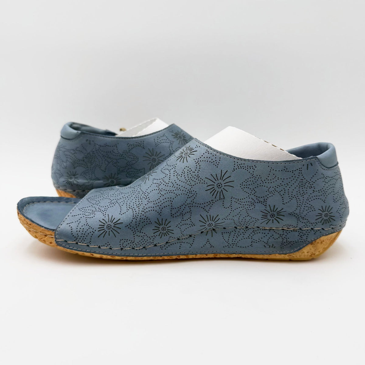 Spring Step Womens Lorelle Sandals EU 39 US 8.5-9 Blue Floral Leather Flats NIB