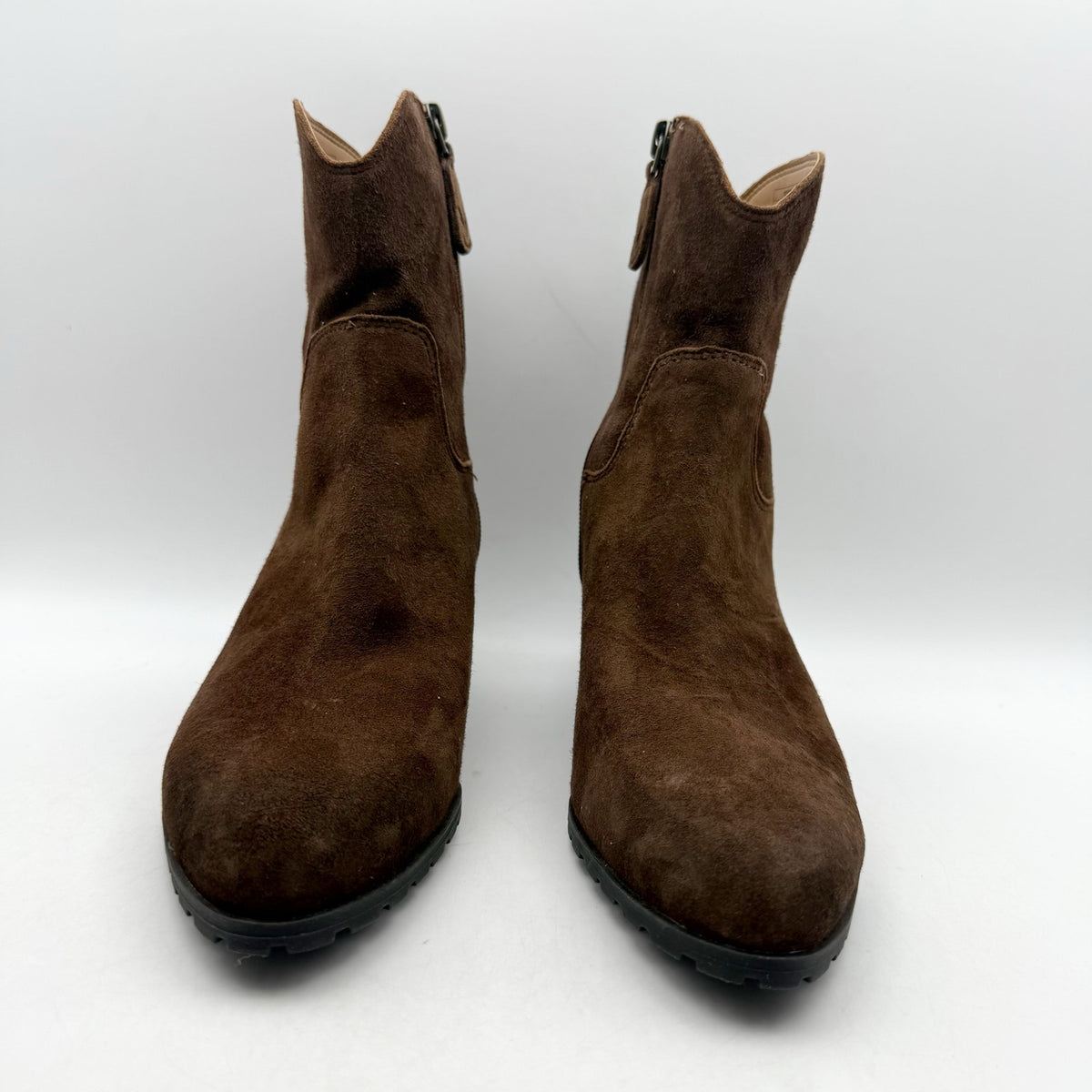 VIONIC Womens Bishop Western Ankle Boots US 6.5 Brown Suede Water Repellent NWOB